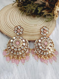 Indrani Light Pink Chandbali Earrings - MIARAA