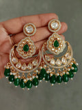 Sitara Green Chandbali Earrings - MIARAA