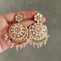 Indrani Light Pink Chandbali Earrings - MIARAA