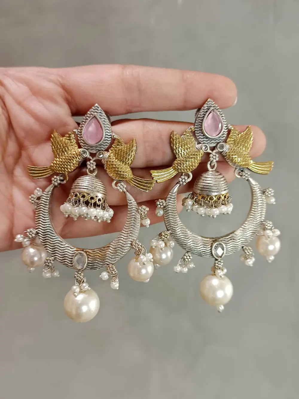 Lavanya pink Monalisa With Ivory pearl Earrings - MIARAA