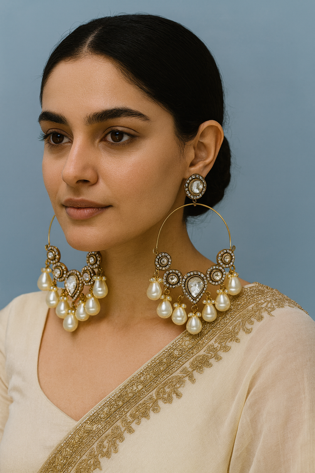Mahima Kundan Chandbali Earrings