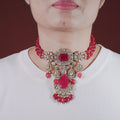 Vaanya Ruby Pink Necklace Set - MIARAA