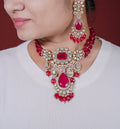 Vaanya Ruby Pink Necklace Set - MIARAA
