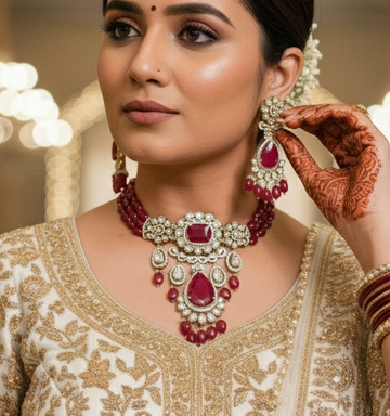 Vaanya Ruby Pink Necklace Set