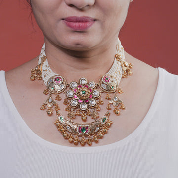 Vaanya Multicolor Rajwadi Necklace Set - MIARAA