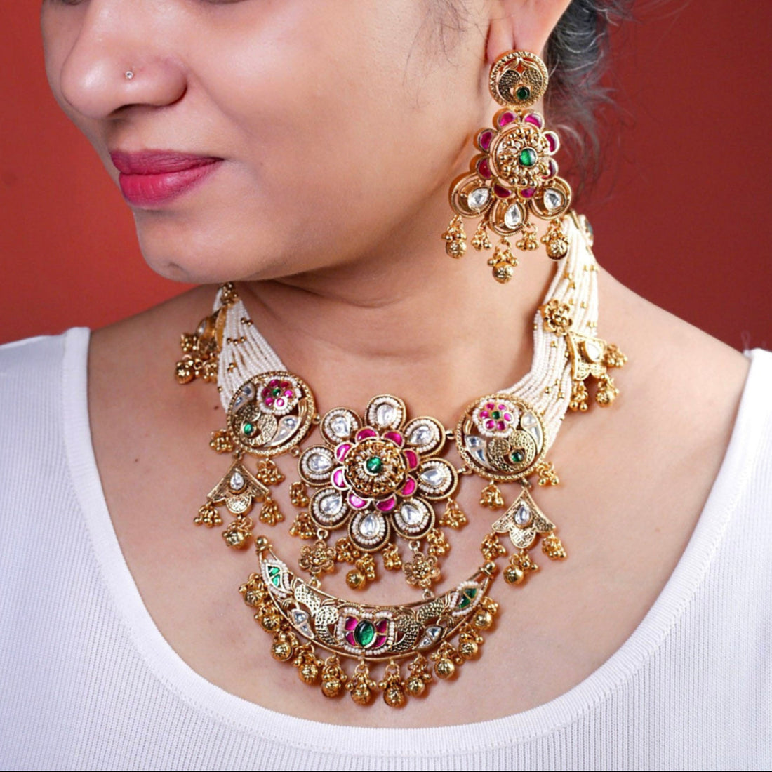 Vaanya Multicolor Rajwadi Necklace Set - MIARAA