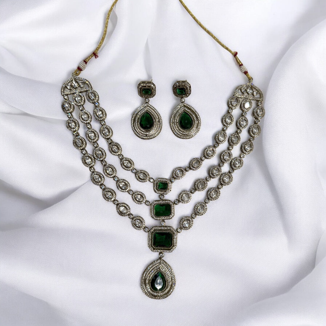 Medha Geen Polki Necklace Set - MIARAA