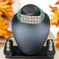 Jahnavi Green Polki Necklace Set - MIARAA