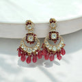Kamal Rose Pink Moissanite Polki Earrings - MIARAA
