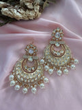Manali Ruby Pink Moissanite Polki Earrings - MIARAA