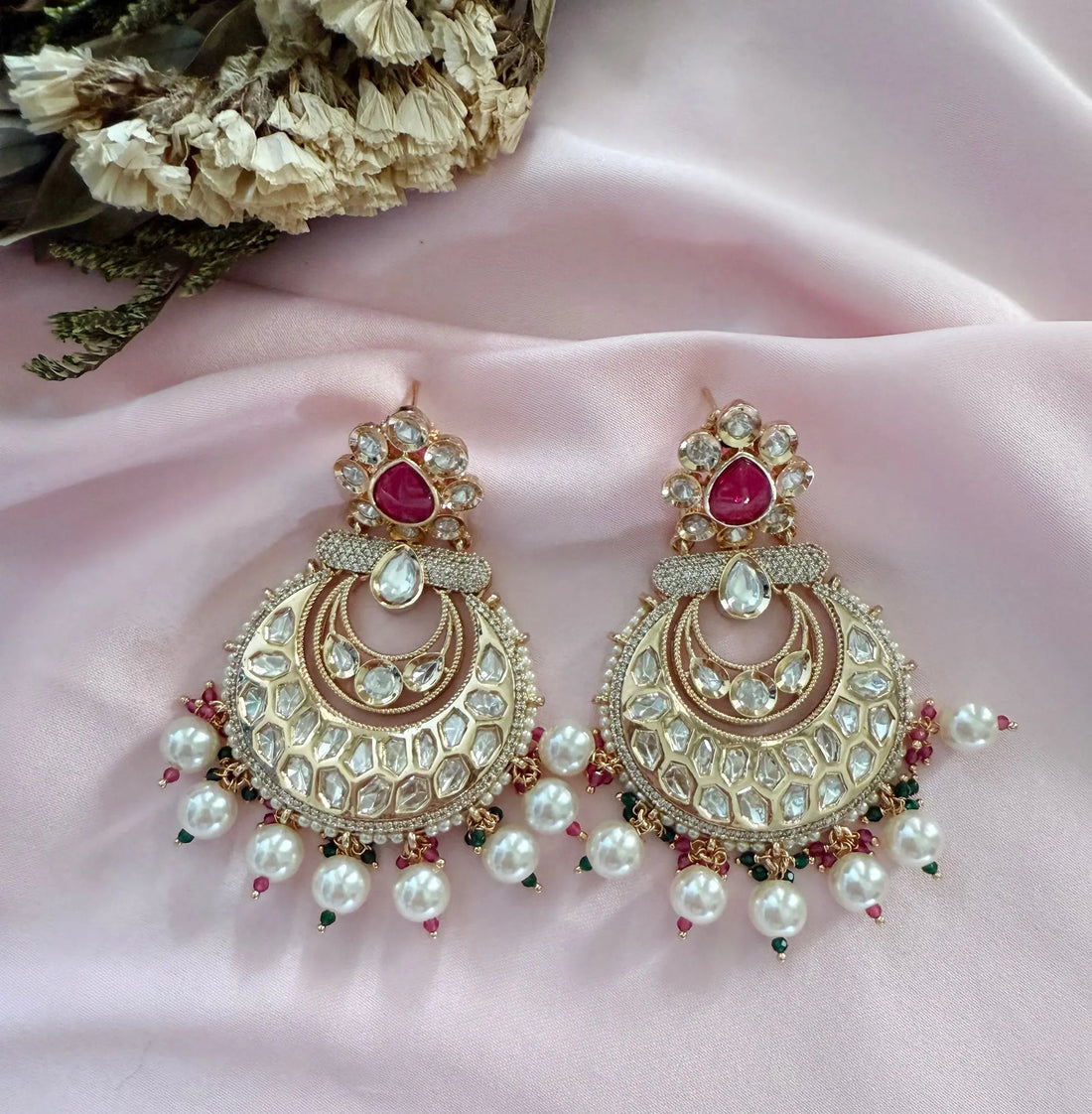 Manali Ruby Pink Earrings - MIARAA