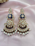 Kavita Blue Moissanite Polki Earrings - MIARAA