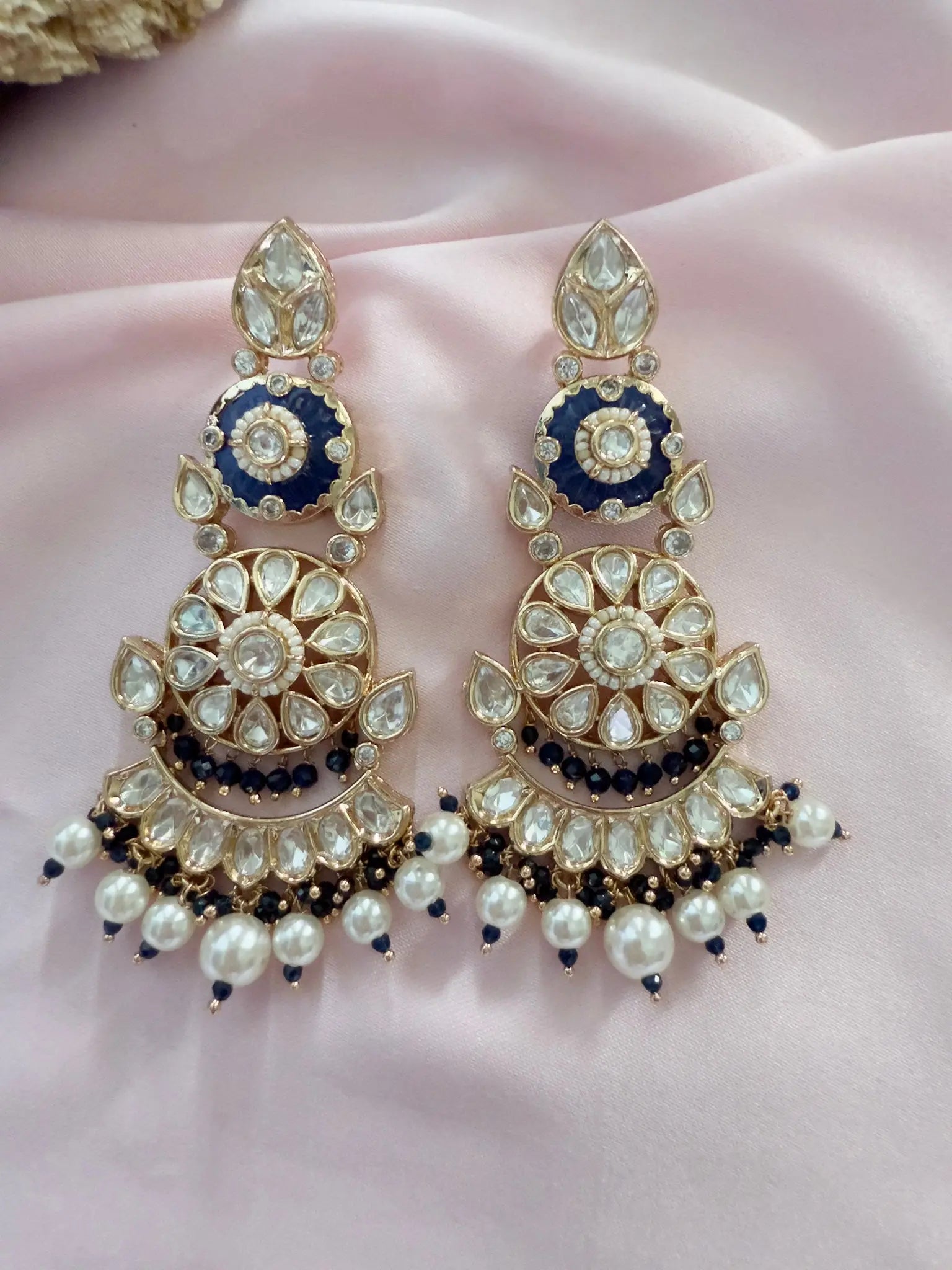 Kavita Blue Moissanite Polki Earrings - MIARAA