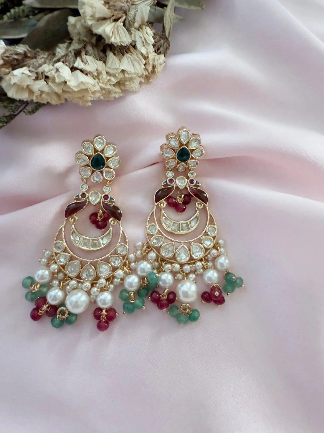 Mahira Moissanite Polki Statement Earrings - MIARAA