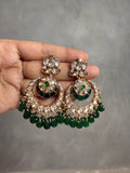 Priya Green Chandbali Earrings - MIARAA