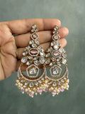Ananya Pink Moissanite Polki Earrings - MIARAA