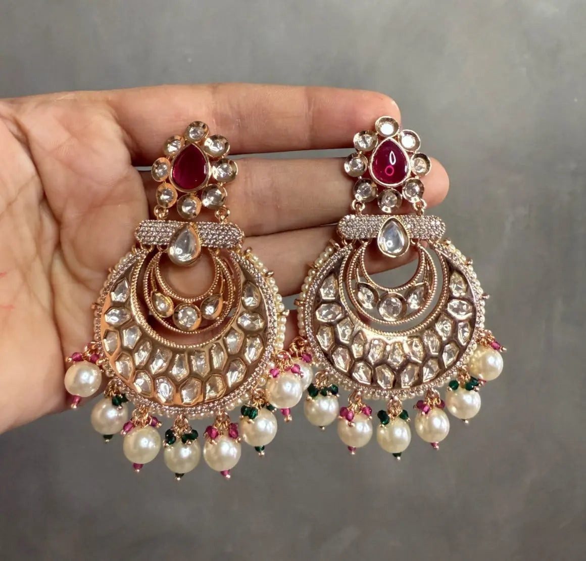Manali Ruby Pink Earrings - MIARAA