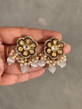 Diya Ivory Moissanite Polki Studs - MIARAA