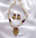 Multicolour Kaveri Rajawadi Necklace Set - MIARAA