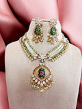 Multicolour Maitri Rajawadi Necklace Set - MIARAA
