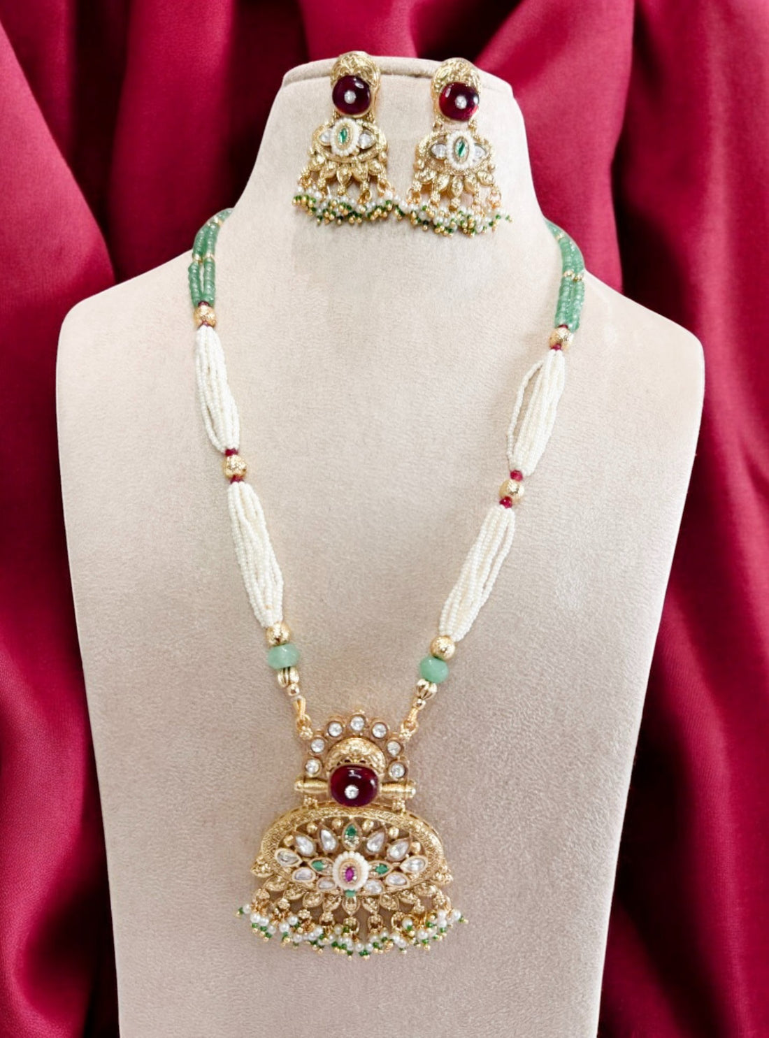 Multicolour Nayanika Rajawadi Necklace Set - MIARAA