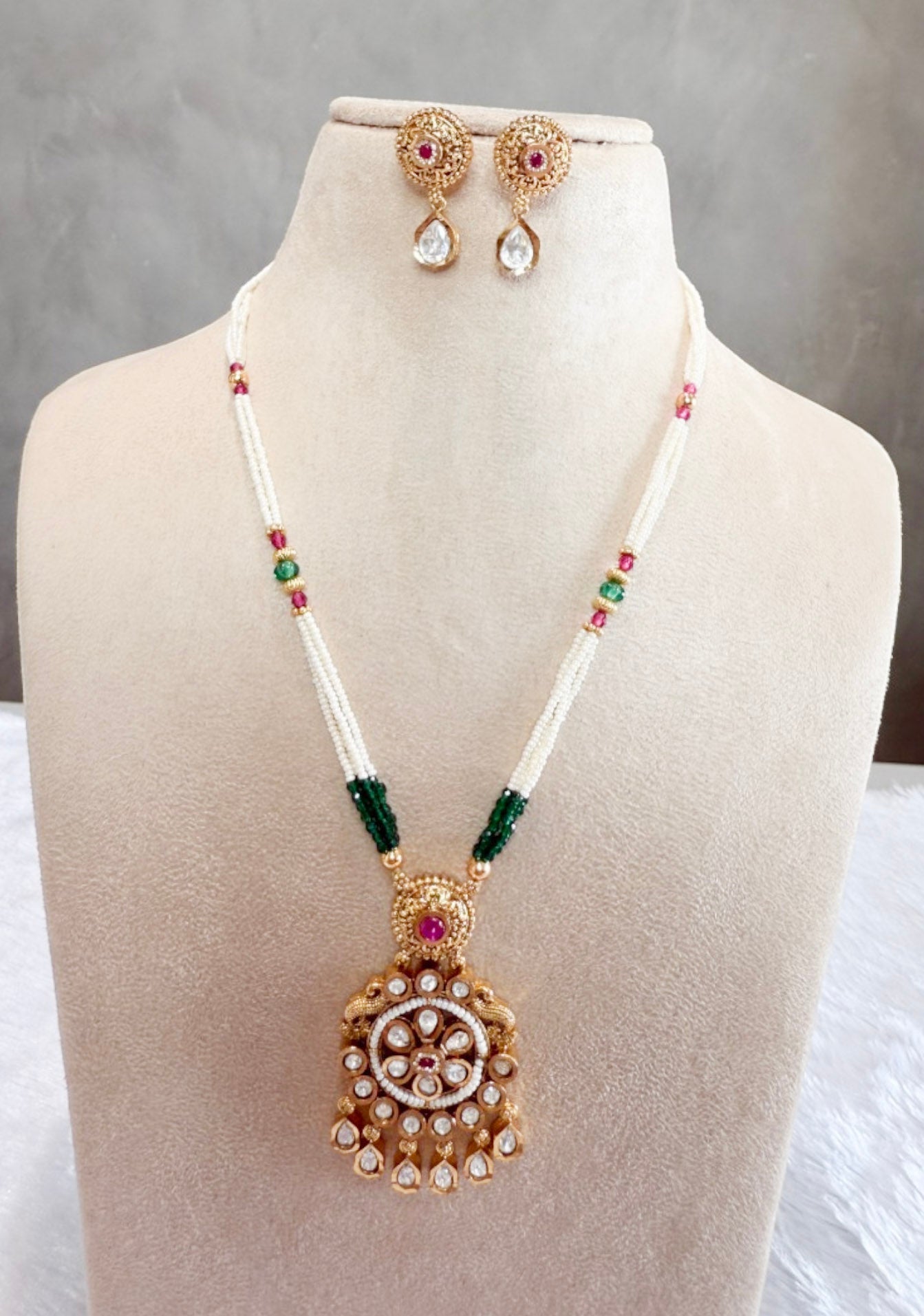 Multicolour Prachi Rajawadi Necklace Set - MIARAA