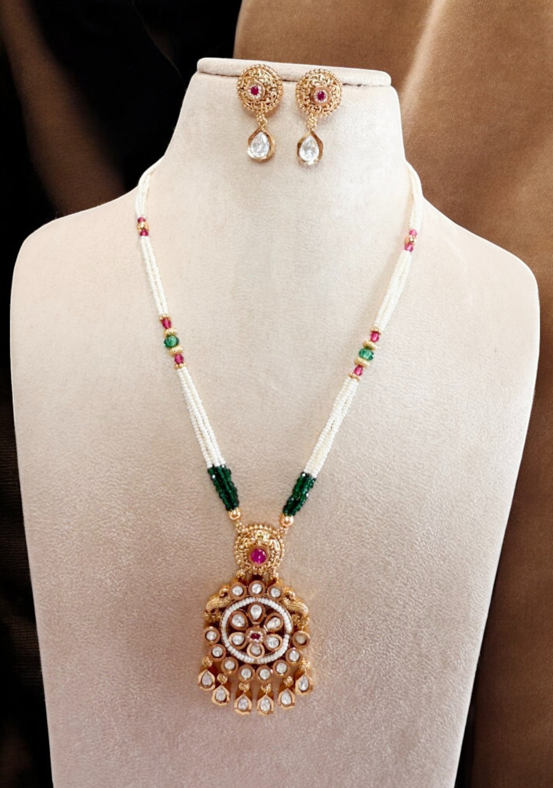 Multicolour Prachi Rajawadi Necklace Set - MIARAA