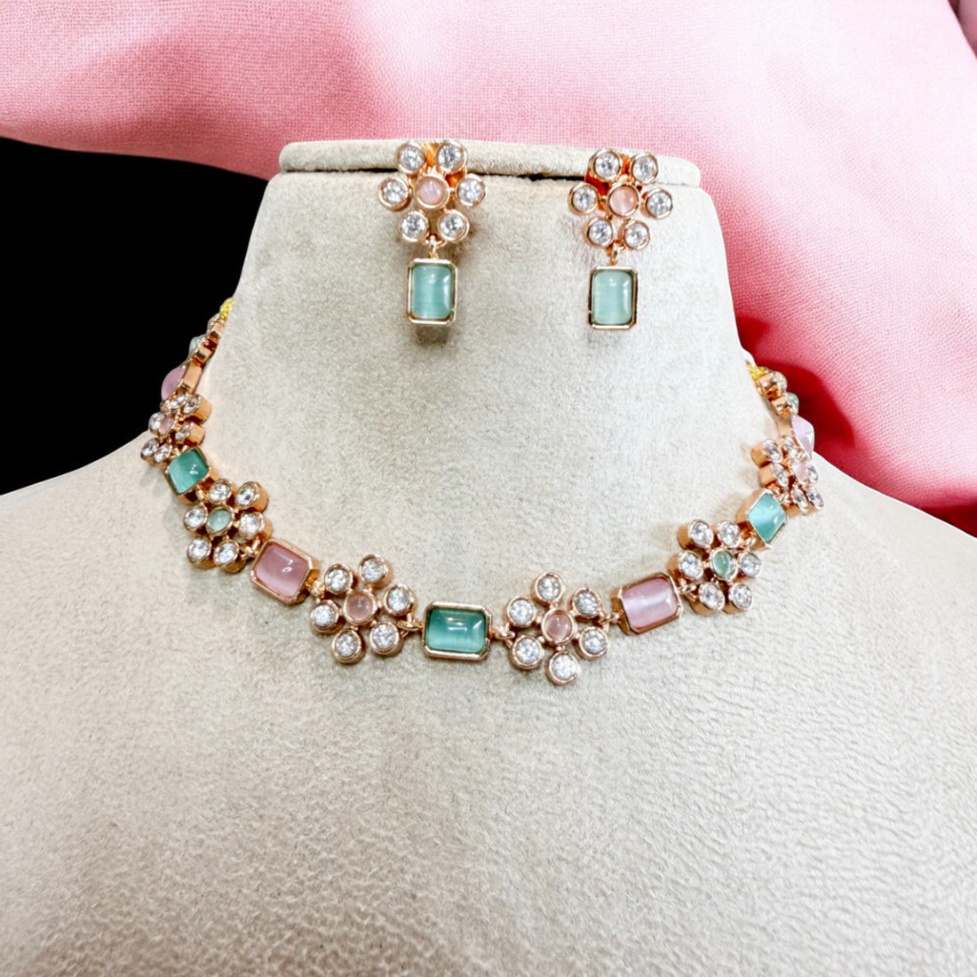 Multicolor Priyasha Polki Necklace Set - MIARAA