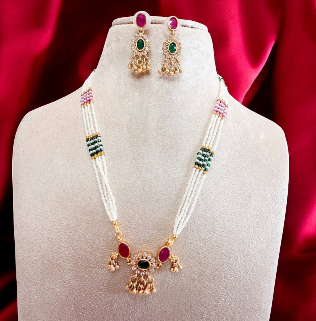 Multicolour Rohini Rajwadi Necklace Set - MIARAA