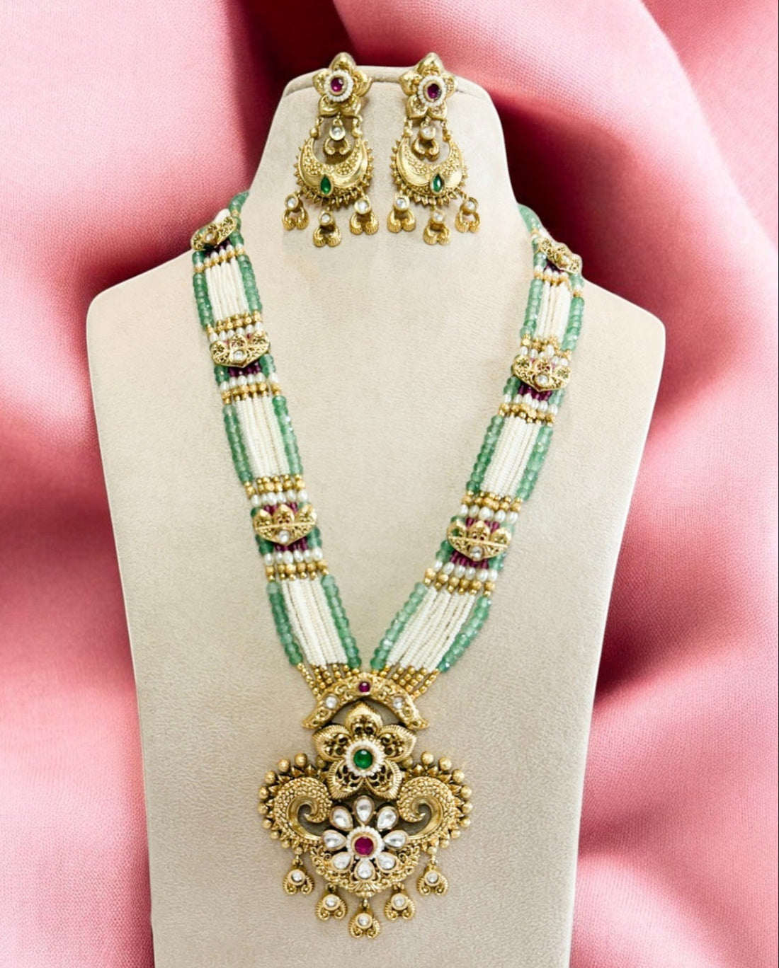 Multicolour Sakshi Rajwadi Necklace Set - MIARAA