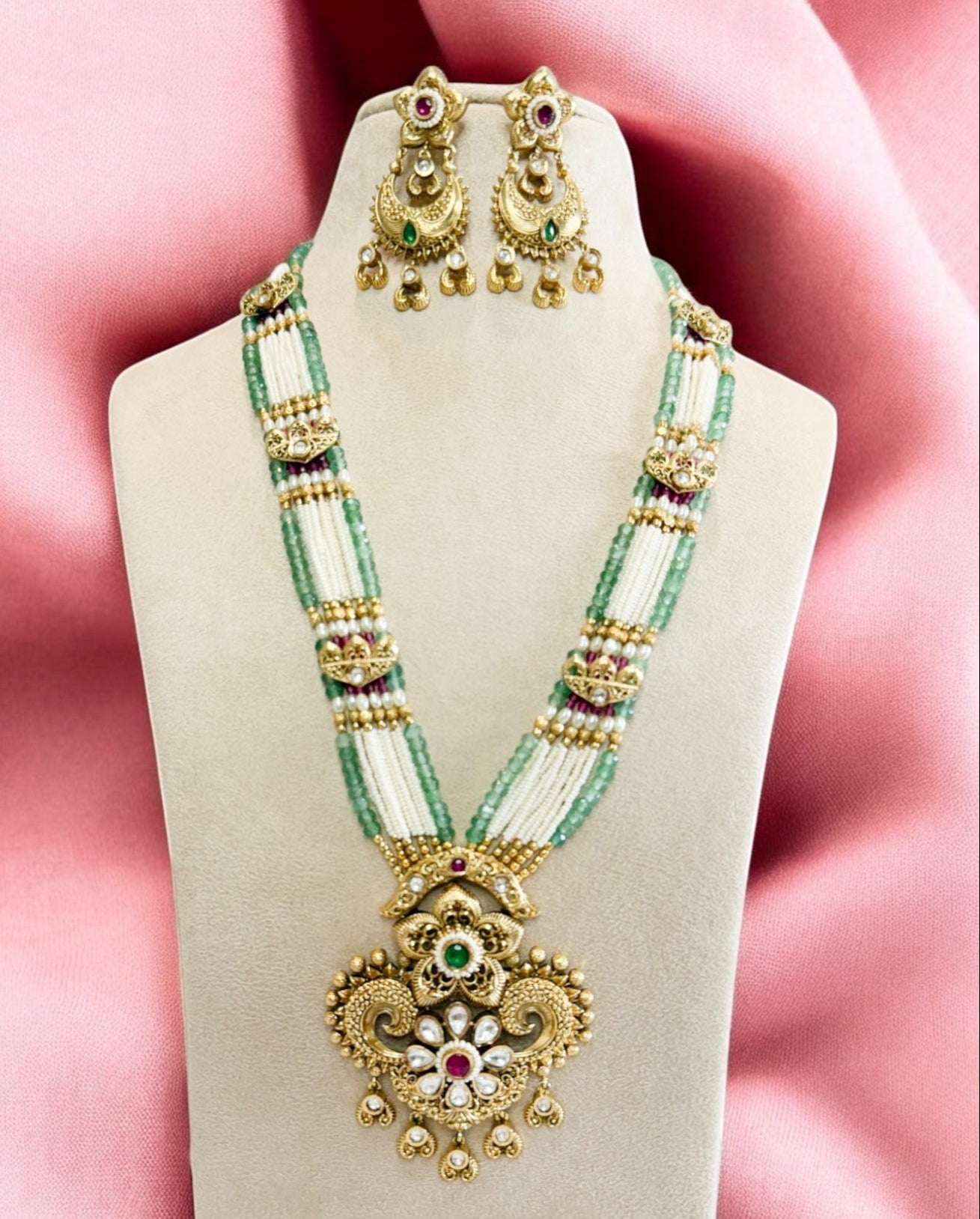 Multicolour Sakshi Rajwadi Necklace Set - MIARAA