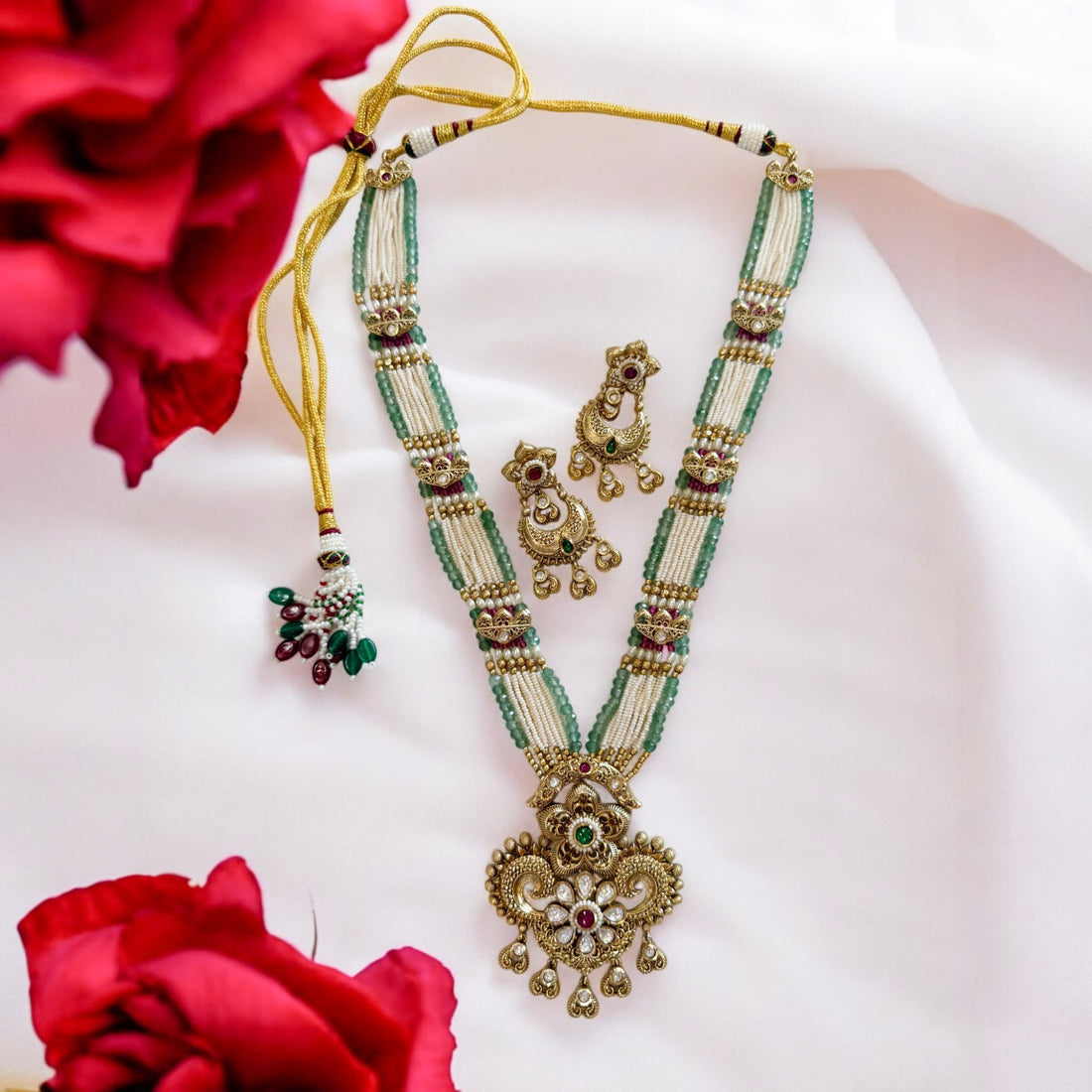 Multicolour Sakshi Rajwadi Necklace Set - MIARAA