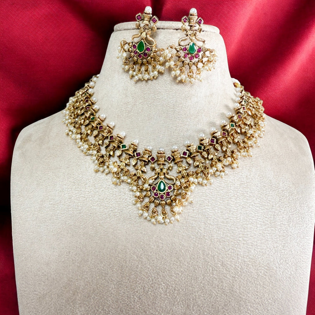 Multicolour Bhaswati Rajwadi Necklace Set - MIARAA
