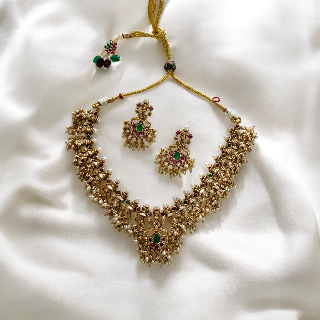 Multicolour Bhaswati Rajwadi Necklace Set - MIARAA