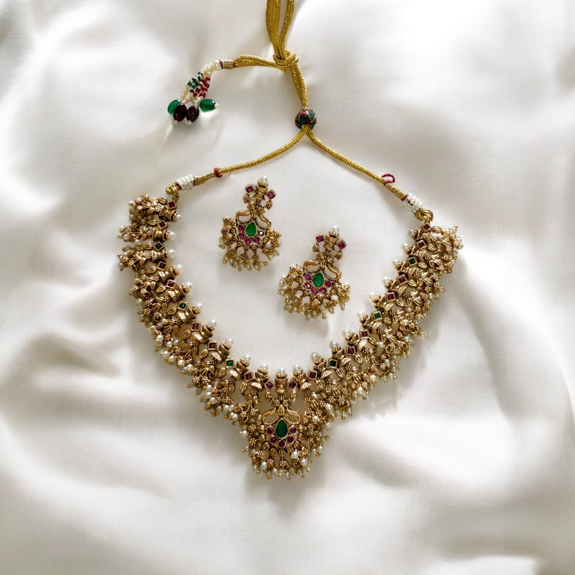Multicolour Bhaswati Rajwadi Necklace Set - MIARAA