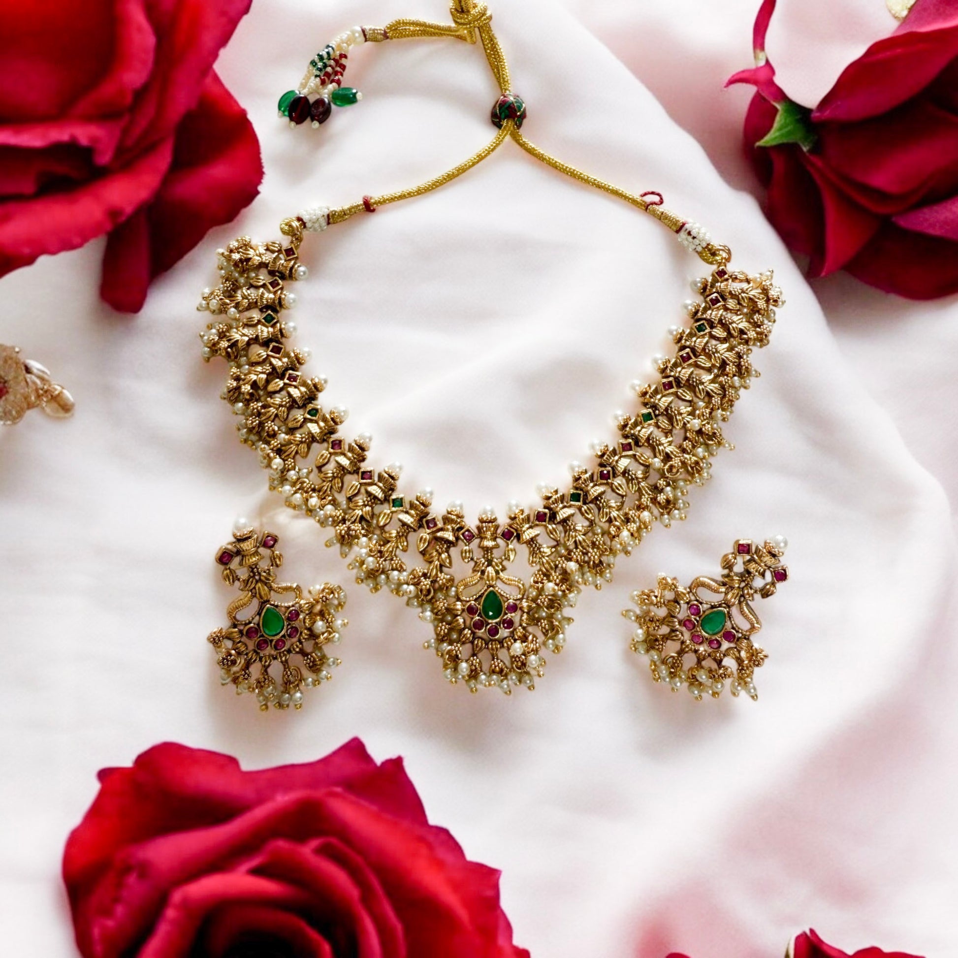 Multicolour Bhaswati Rajwadi Necklace Set - MIARAA