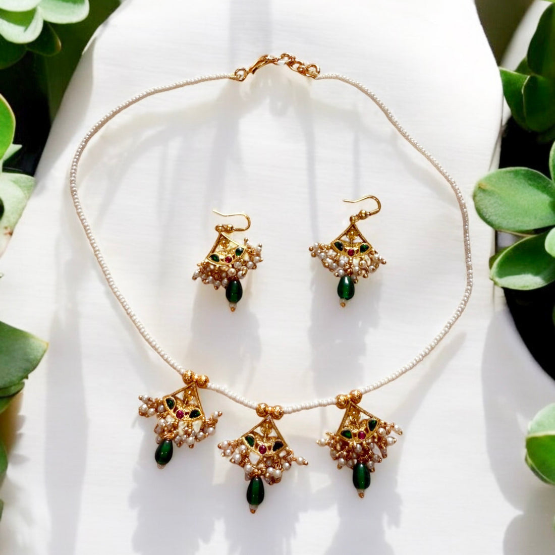 Multicolour Prakriti Jadau Necklace Set - MIARAA