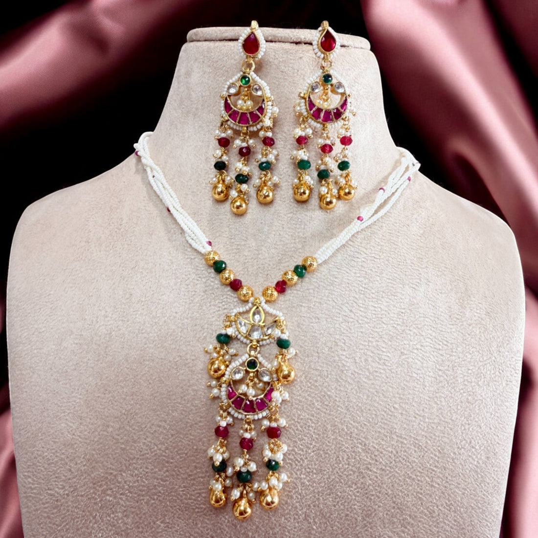 Multicolour Sampriti Jadau Necklace Set - MIARAA