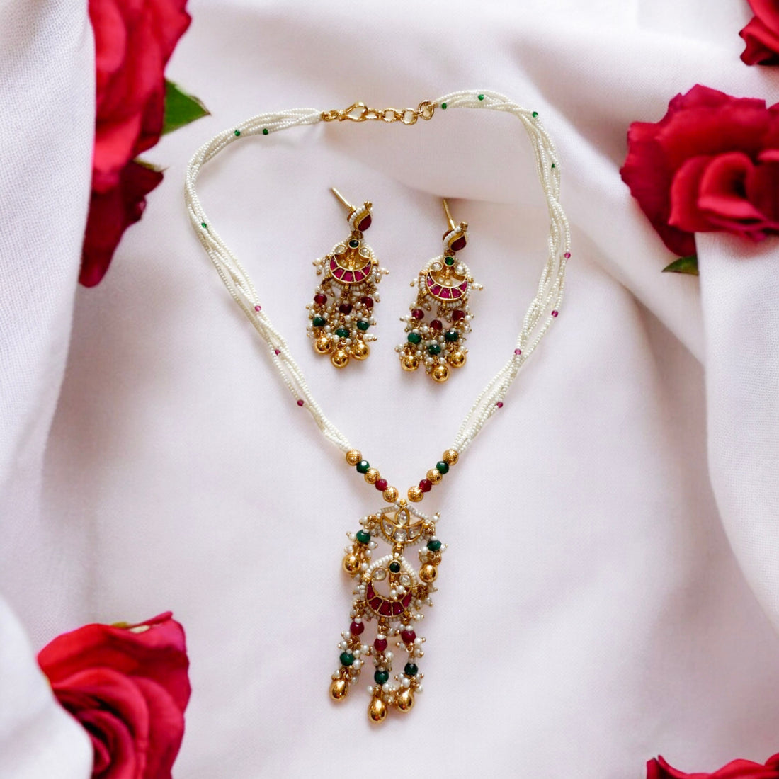 Multicolour Sampriti Jadau Necklace Set - MIARAA