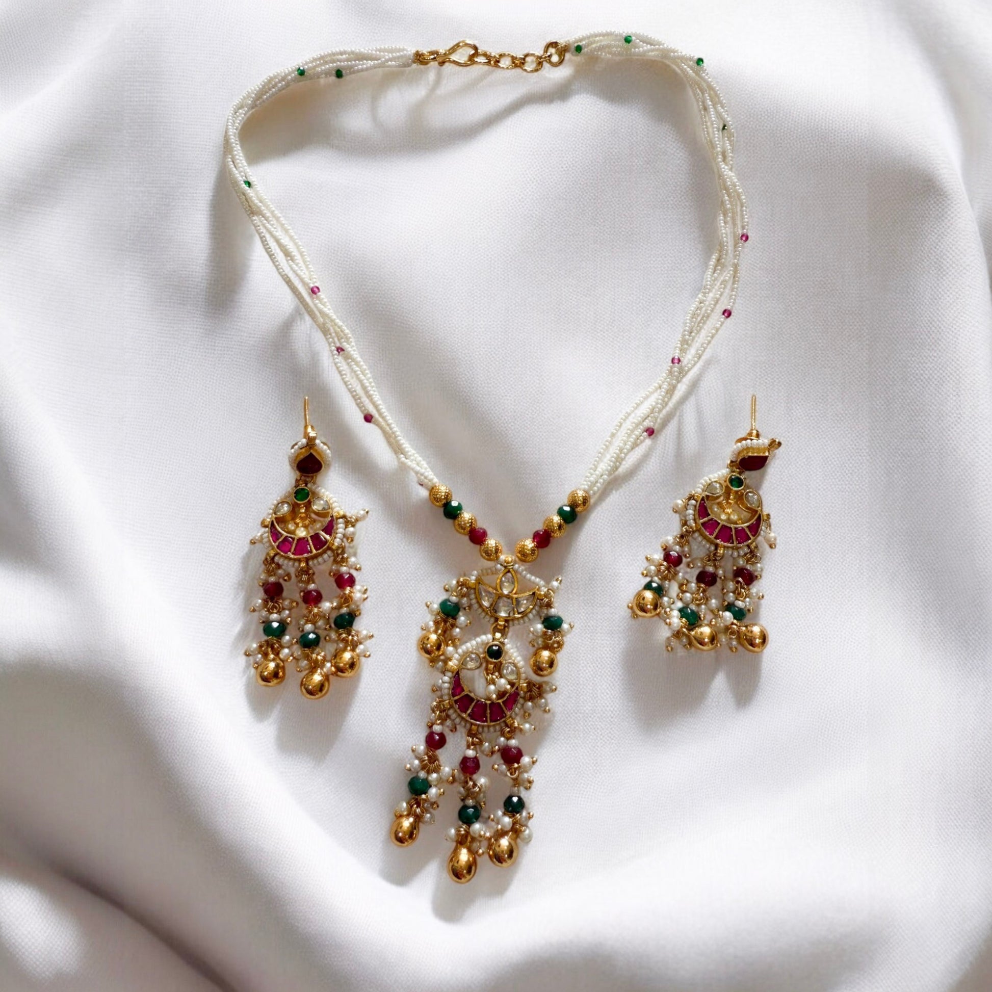 Multicolour Sampriti Jadau Necklace Set - MIARAA