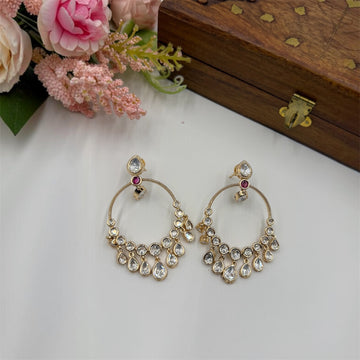 Oorja Ruby Pink Polki Earrings