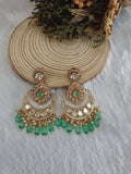 Sitara Aqua-green Chandbali Earrings - MIARAA