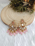 Tara light pink Chandbali Earrings - MIARAA