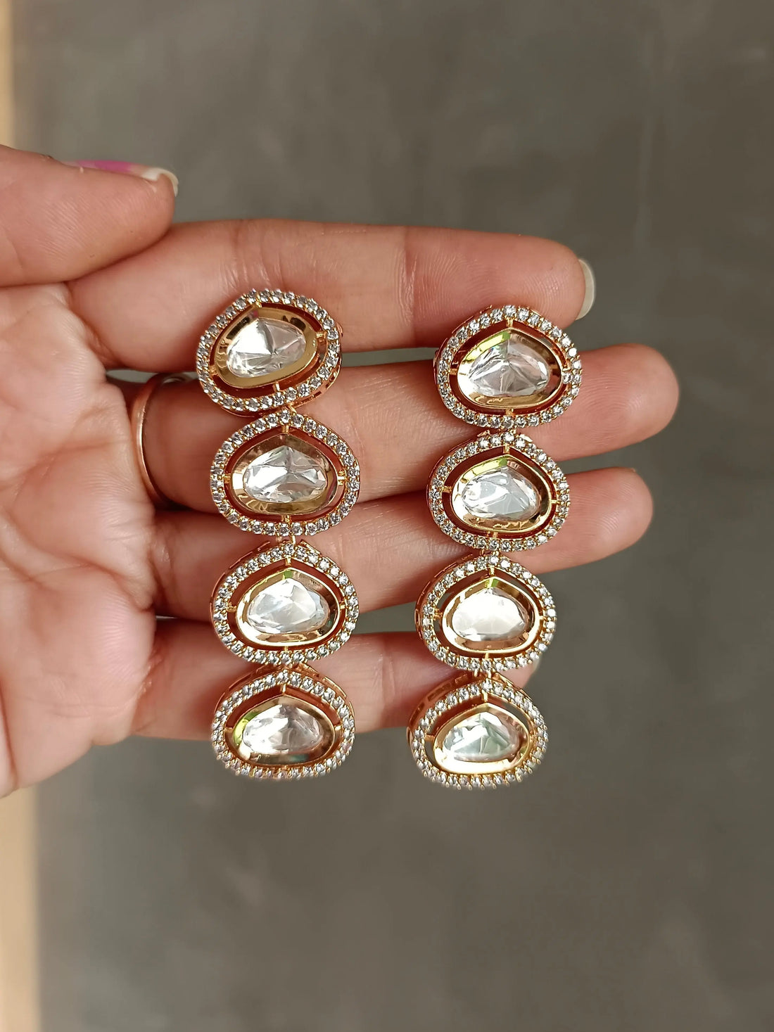 Moissanite Polki Hanging Earrings - MIARAA