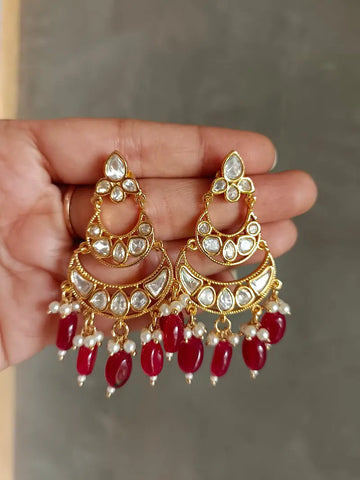 Tara Maroon Chandbali Earrings - MIARAA