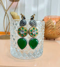 Green Monalisa Brass Earrings - MIARAA