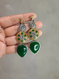 Green Monalisa Brass Earrings - MIARAA
