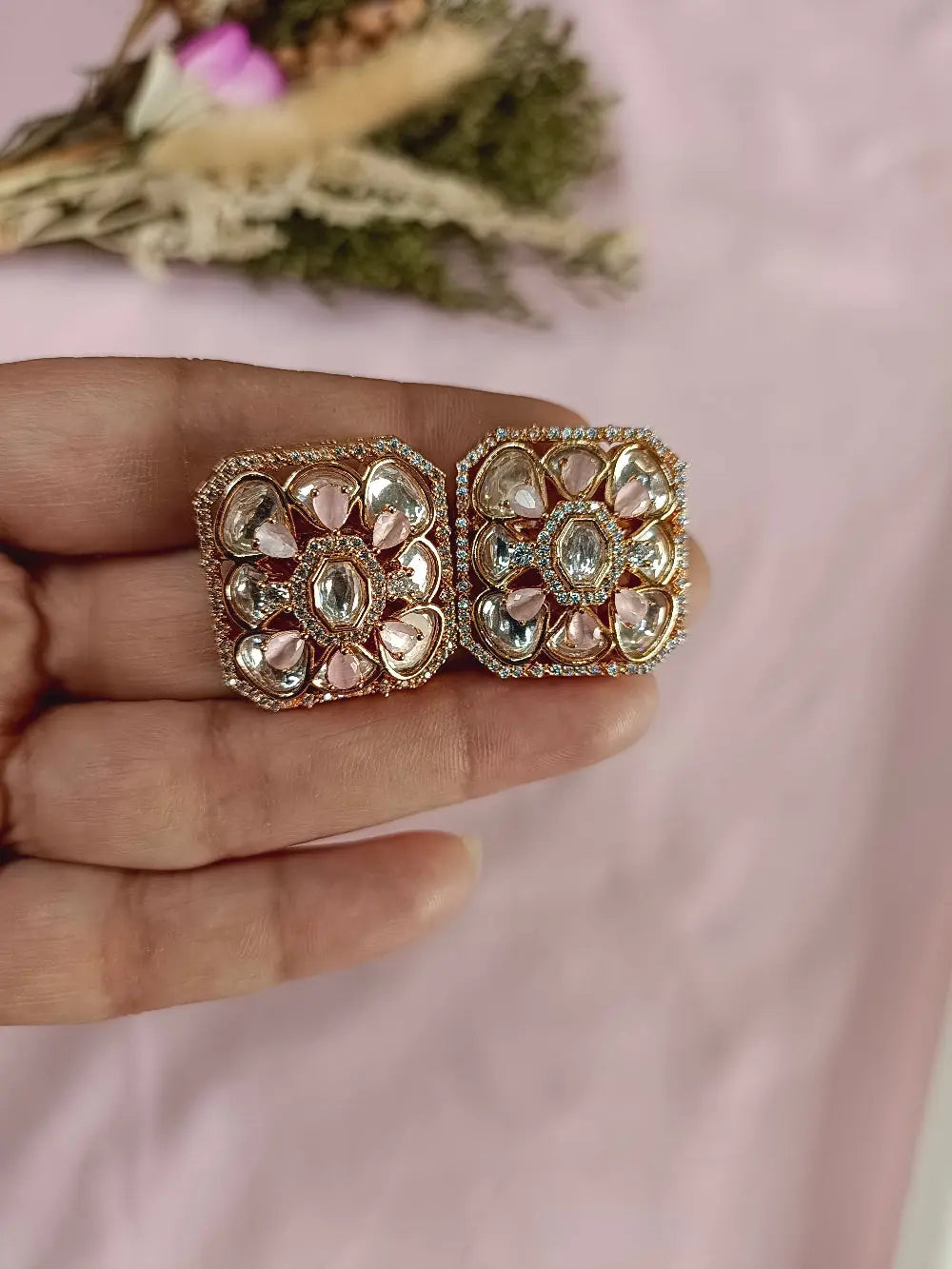 Mayuri Pink Moissanite Studs - MIARAA