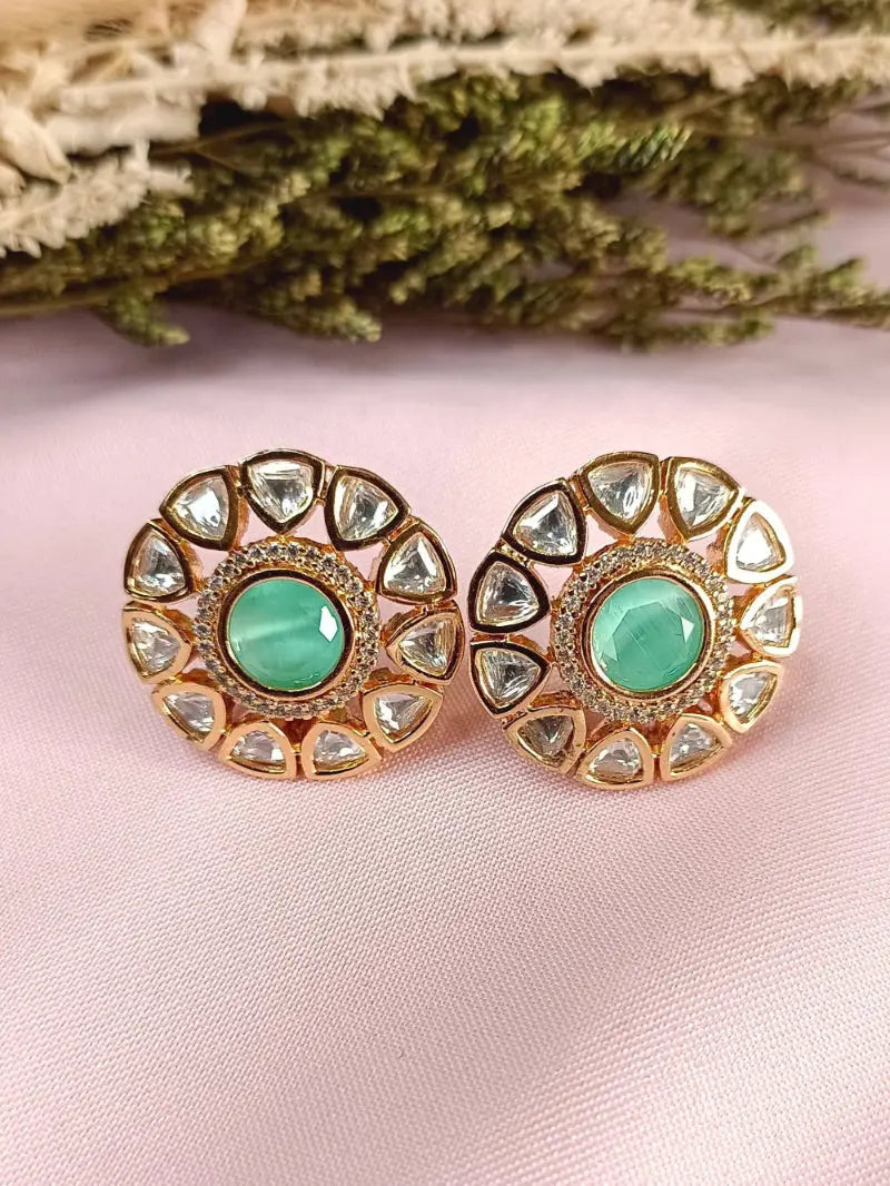 Kaya Aqua Green Moissanite Studs - MIARAA