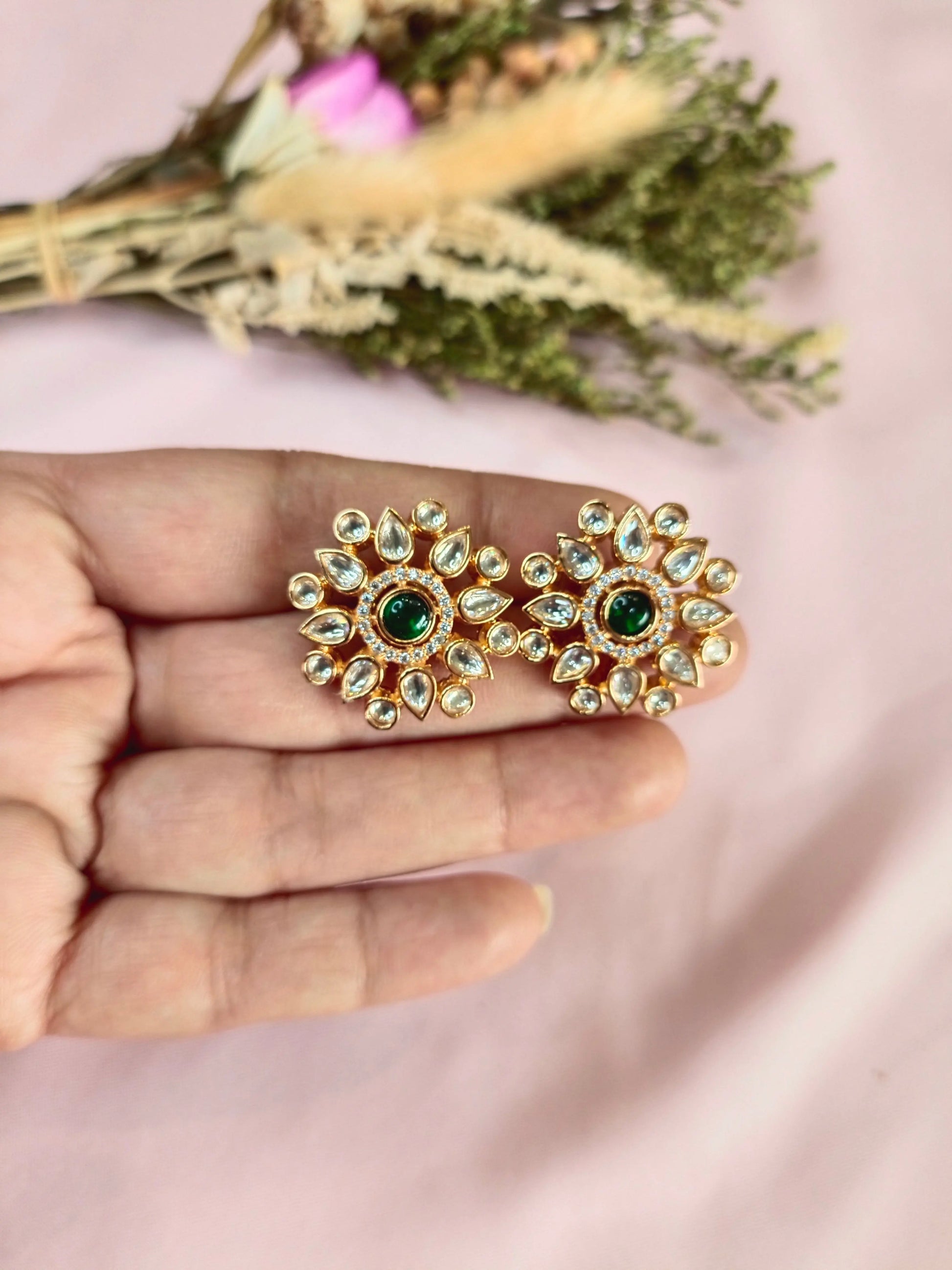 Yuvrani Green Studs - MIARAA